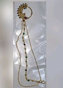 Traditional Peacock Nath Chain with Pearls &amp; Stone