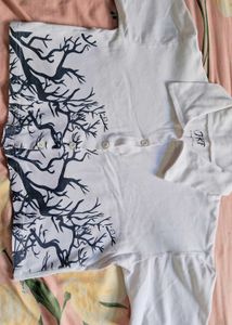 White Tree Print Top