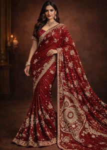 🇳🇿💫🎀 Y2K Stunning Embroidered Maroon Saree