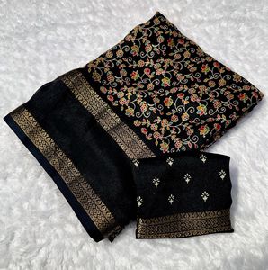 Elegant Black Floral Saree