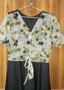 Stylish Printed Tie-Front Dress
