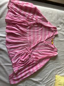 Chic Pink Striped Wrap Peplum Top