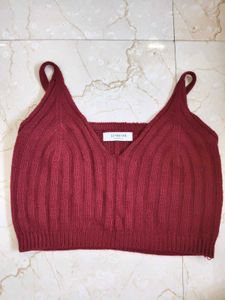 knitted red crop top