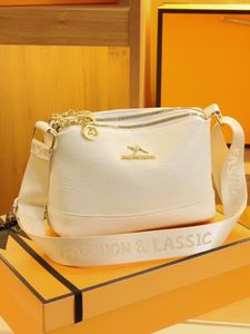 White Crossbody Bag with Gold Accents