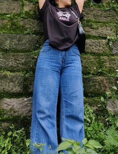 Wide Leg Blue Denim Jeans