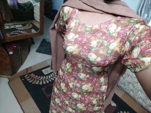 Floral Silk Suit And Patila Salwar