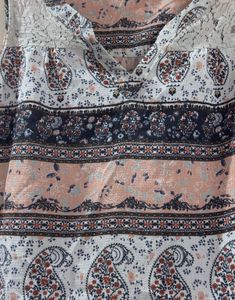 Boho Paisley Print Lace Trim Sleeveless Top