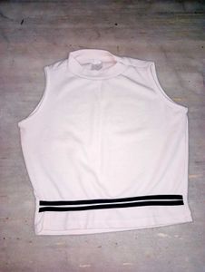 White Mock Neck Sleeveless Top