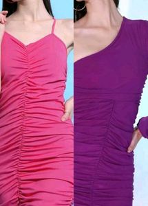 Chic Ruched Dresses (Pink & Purple)
