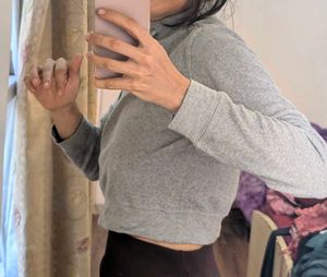 Grey Cropped Hoodie - organic cotton fabric