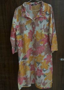 Floral Print Co-ord Set with Embellished Collar