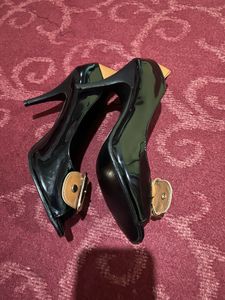 Stylish Black Peep-Toe Heels