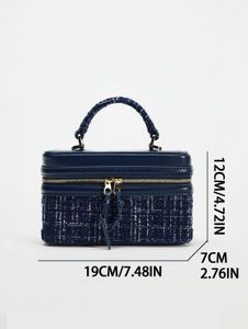 Zara navy blue tweed vanity bag