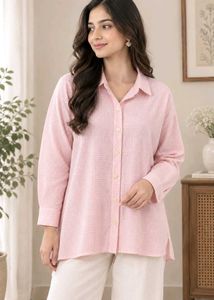 Cute Pink Gingham Button-Up Shirt