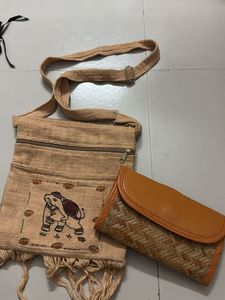 Boho Sling Bag with Elephant Embroidery