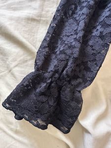 Elegant Black Lace see through Turtleneck Top