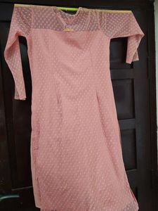Peach Net Kurta