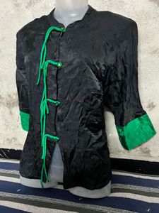 korean Black &amp; Green Asian Style top