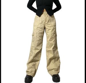 Adjustable drawstring beige cargo pant