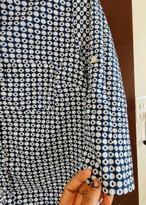 Stylish Navy &amp; White Polka Dot shirt type top