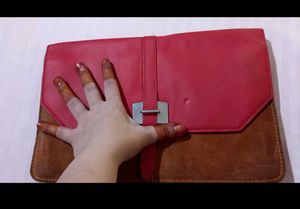 Stylish Red &amp; Brown Clutch