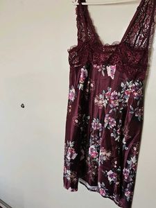 Burgundy Floral Lace Nightgown