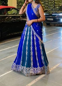 Blue &amp; Teal Embellished Lehenga