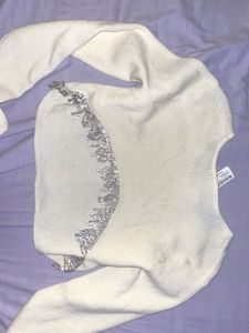 ZARA cropped knitwear top with embellishments