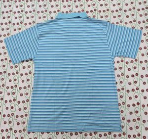 Blue striped polo T-shirt