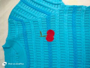 Cute Blue Cherry Knit Top