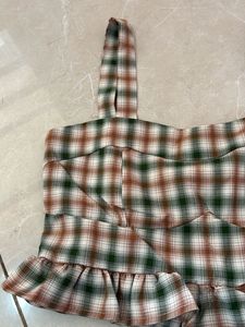 Plaid Ruffle Cami Top