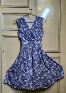 Boho Blue &amp; White Print Wrap Top