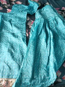 Light Blue Kurta Set with White Print