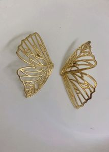 Gold Butterfly Wing Statement Earrings