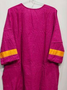 Vibrant Pink Kurta with Yellow Accent