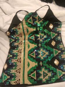 Sparkling Sequin Patterned Tank Top