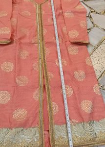 Elegant Peach Kurta with Gold Accents