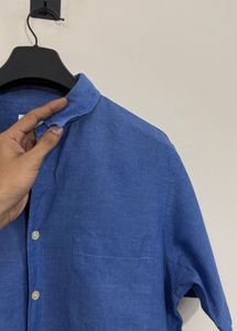 Men's Blue Linen Blend Shirt