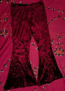 Crushed Velvet Flare Pants