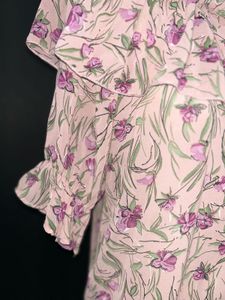 Pink Floral Cold Shoulder Ruffle Top