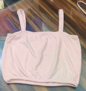 Peach Ribbed Cropped Camisole Top