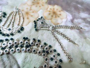 Bridal Jewelry Set - Silver &amp; Green