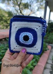 Evil Eye Crochet Wallet
