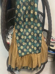Beautiful Teal Ethnic Kurta and Golden Ghagra