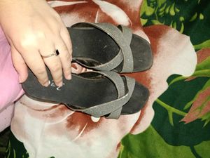 Sparkly Silver Crossover Sandals