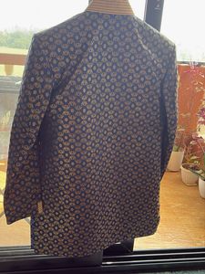 Men's Navy Brocade Shervani