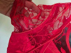 Red Embroidered Net Blouse