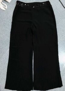 Elegant Black Pants with Sequined Waistband