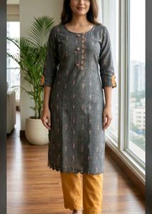 Elegant Grey Kurta Set with  Pant