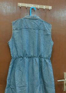 Sleeveless Denim Shirt Dress